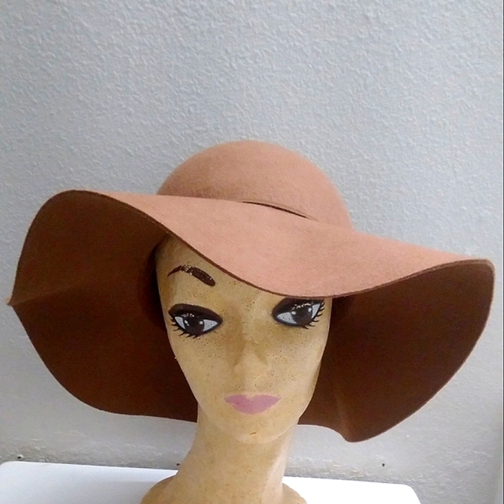 Floppy Boho Wool Hat Mocha Brown Tassle Soft One Size Festival